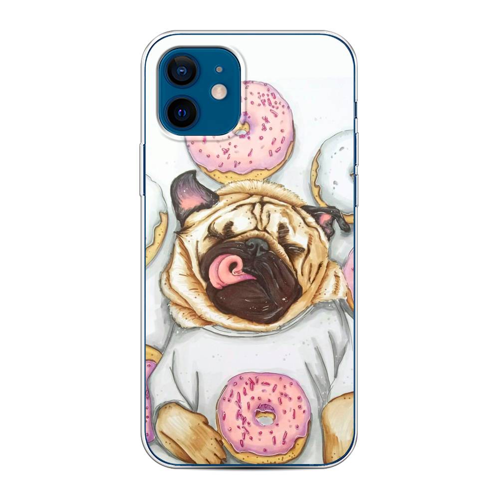 

Чехол на Apple iPhone 12/12 Pro "Счастливый мопс", Розовый;бежевый;коричневый, 12550-1