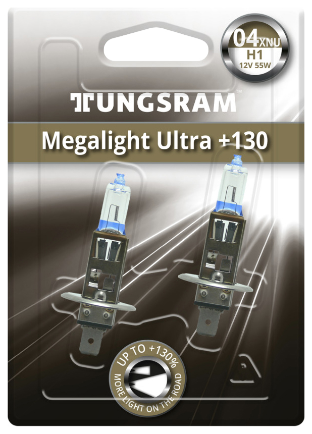 фото Галогенная лампа h1 12v- 55w (p14,5s) (+130% света) megalight ultra +130 (2шт.) 93108040 tungsram