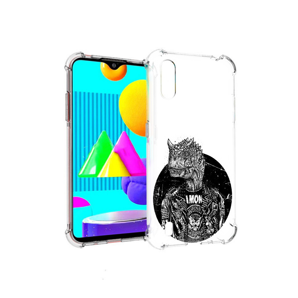 

Чехол MyPads Tocco для Samsung Galaxy M01 динозавр в куртке (PT151401.486.328), Прозрачный, Tocco