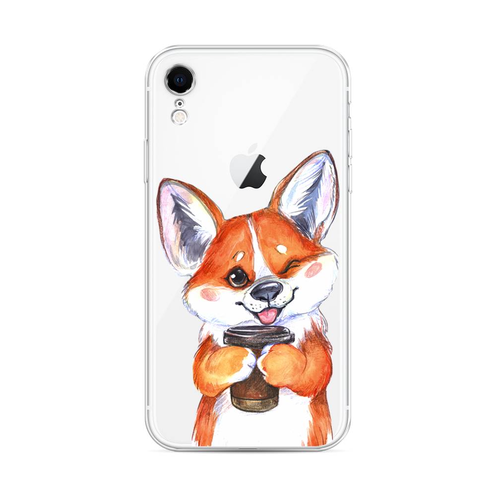 

Чехол на Apple iPhone XR "Корги с кофе", Оранжевый;белый, 12050-4
