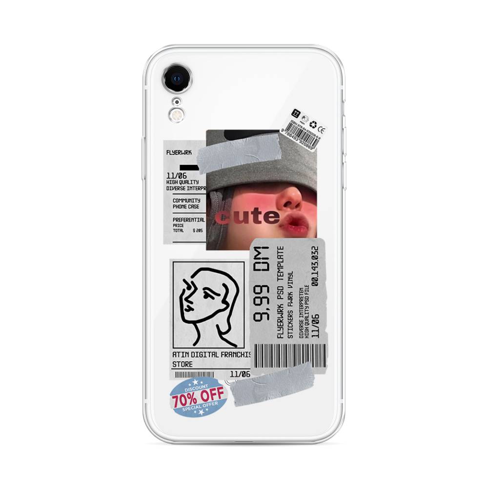 

Чехол на Apple iPhone XR "Cute girl collage", Розовый;серый;голубой, 12050-6