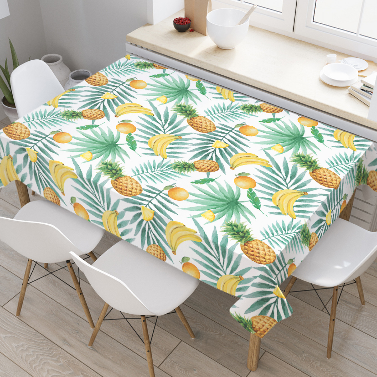 

Скатерть прямоугольная JoyArty "Тропические фрукты" из оксфорда, 120x145 см, Зеленый, Тропические фрукты