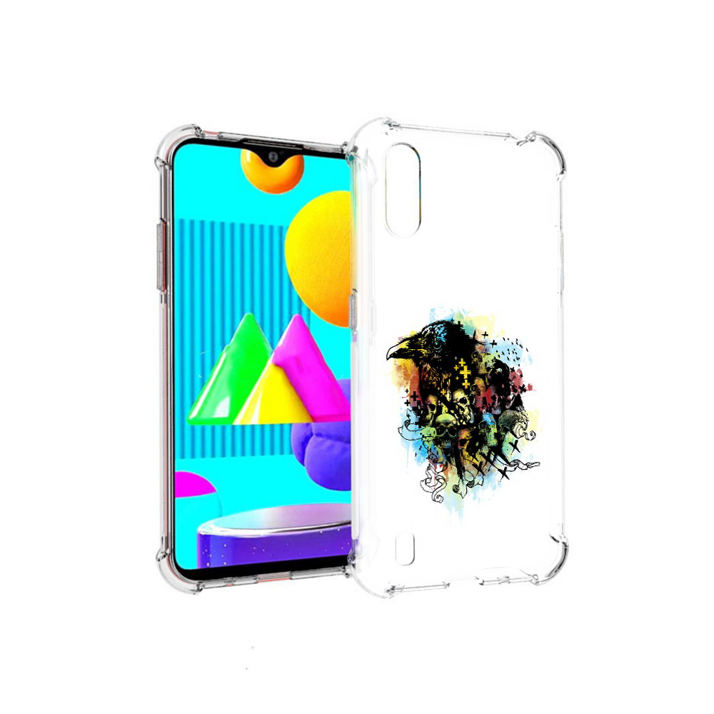 

Чехол MyPads Tocco для Samsung Galaxy M01 ворон и черепа (PT151401.486.273), Прозрачный, Tocco