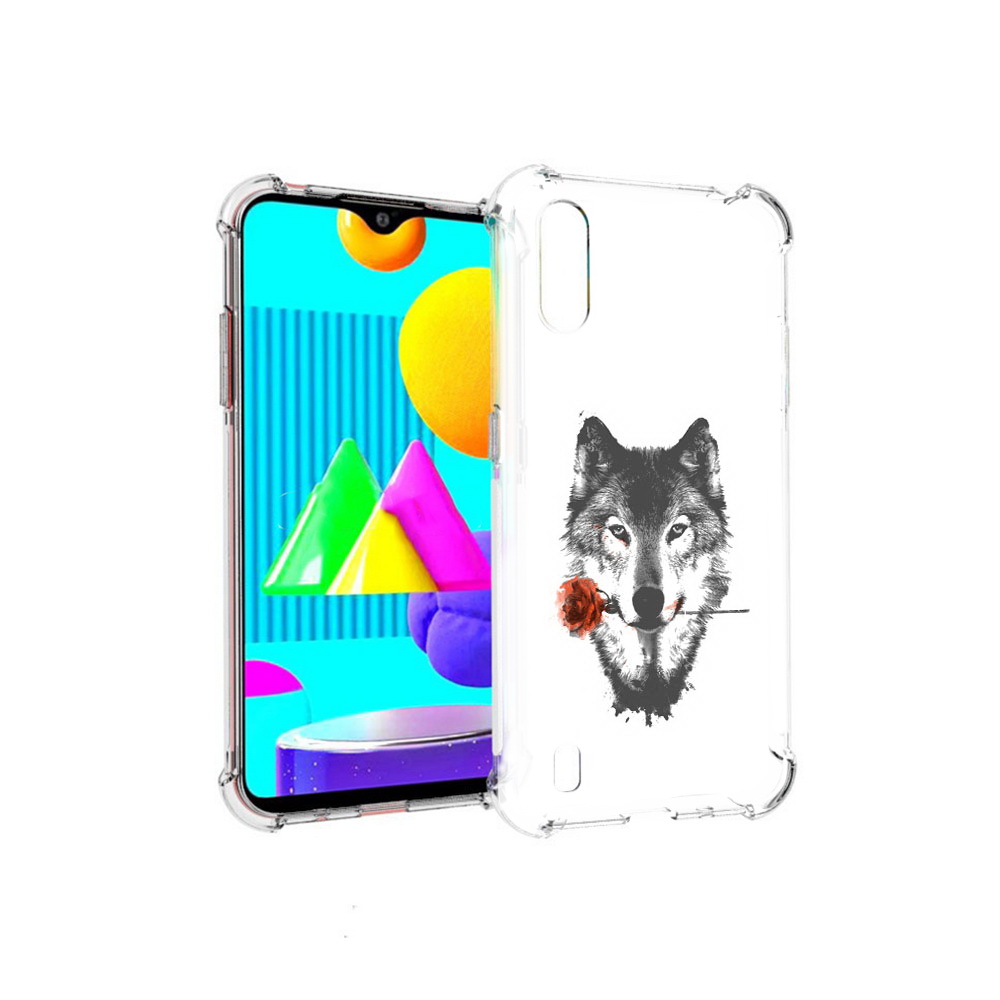 

Чехол MyPads Tocco для Samsung Galaxy M01 волк с розой (PT151401.486.270), Прозрачный, Tocco