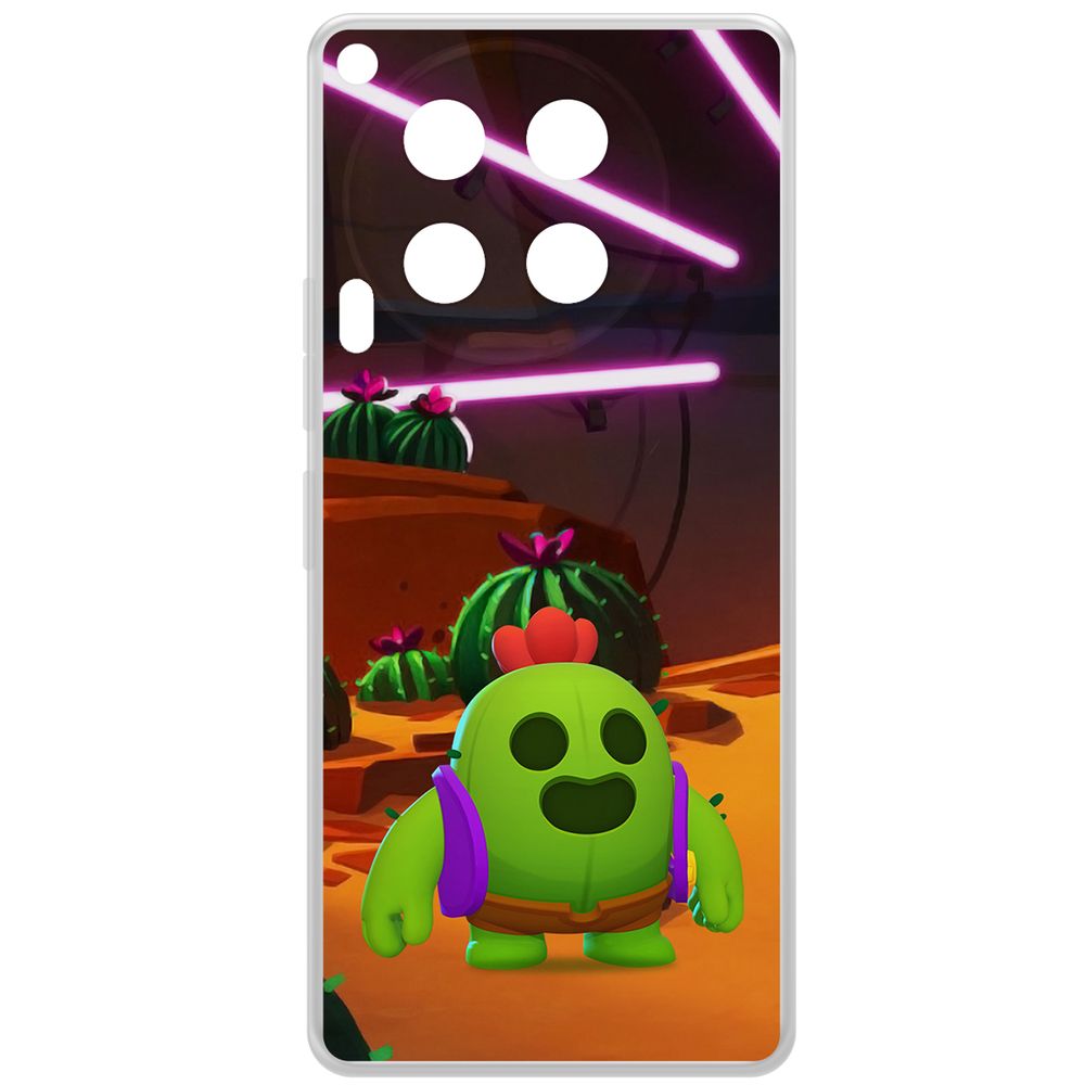 

Чехол-накладка Krutoff Clear Case Brawl Stars-Спайк для TECNO Camon 30, Прозрачный