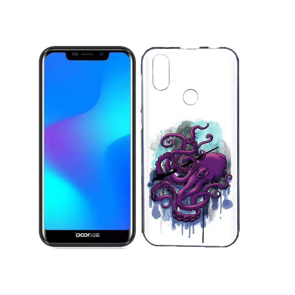

Чехол MyPads Tocco для Doogee X70 фиолетовый осьминог, Прозрачный, Tocco