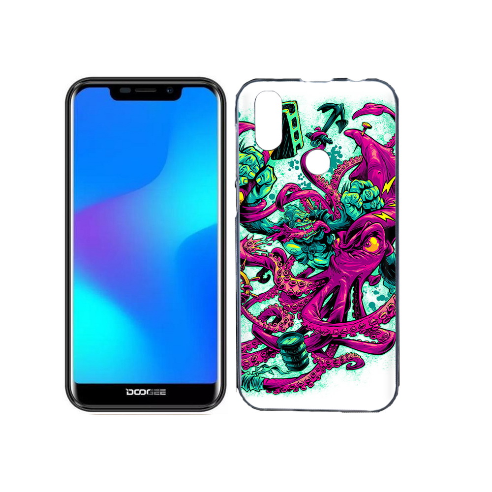 

Чехол MyPads Tocco для Doogee X70 фиолетовый кракен, Прозрачный, Tocco