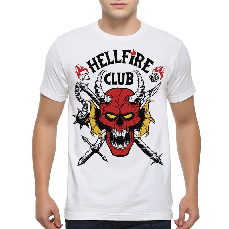 

Футболка мужская Dream Shirts Hellfire Club Stranger Things - Очень странные дела белая M, Hellfire Club Stranger Things - Очень странные дела