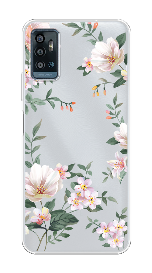 

Чехол на ZTE Blade A71 "Beautiful white flowers", Бежевый;зеленый, 134450-1