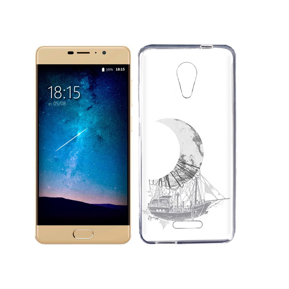 

Чехол MyPads Tocco для BQ 5201 Space черно белый корабль полумесяц, Прозрачный, Tocco