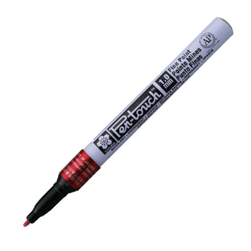 Маркер промышленный Sakura Pen-Touch 1мм красный алюминий 12шт