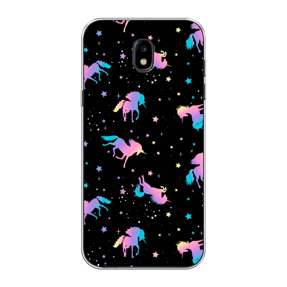 

Чехол на Samsung Galaxy J5 2017 "Единороги градиент", Черный;розовый;голубой, 22850-1