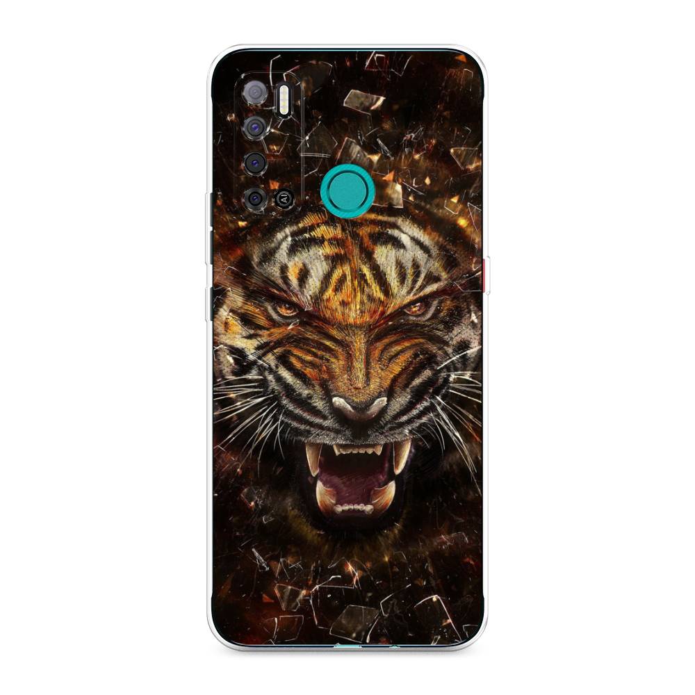 

Чехол на Tecno Pouvoir 4 "Тигр осколки", Оранжевый;серый;черный, 300350-1