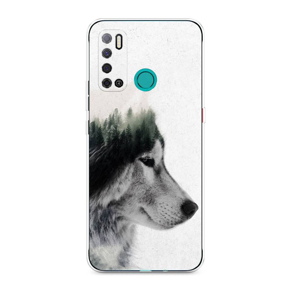

Чехол на Tecno Pouvoir 4 "Волк лес", Серый;белый, 300350-1