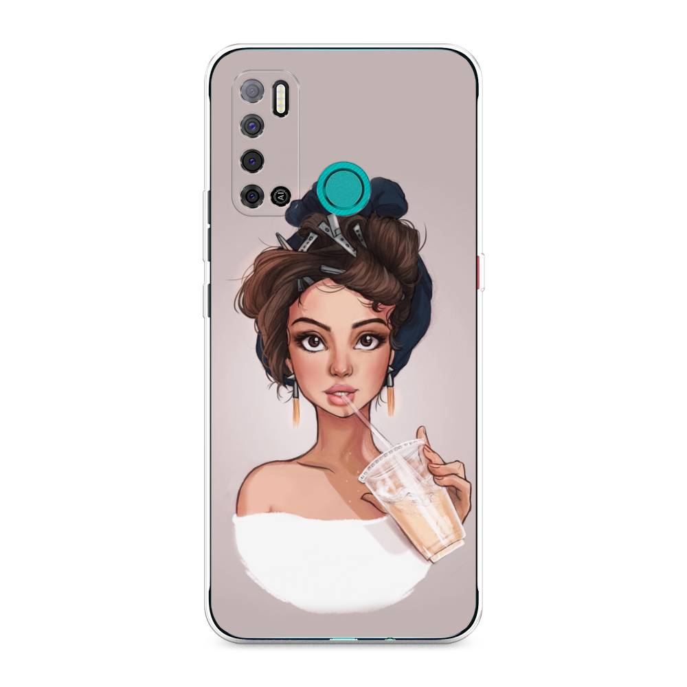 

Чехол на Tecno Pouvoir 4 "Девушка с фраппе", Серый, 300350-6