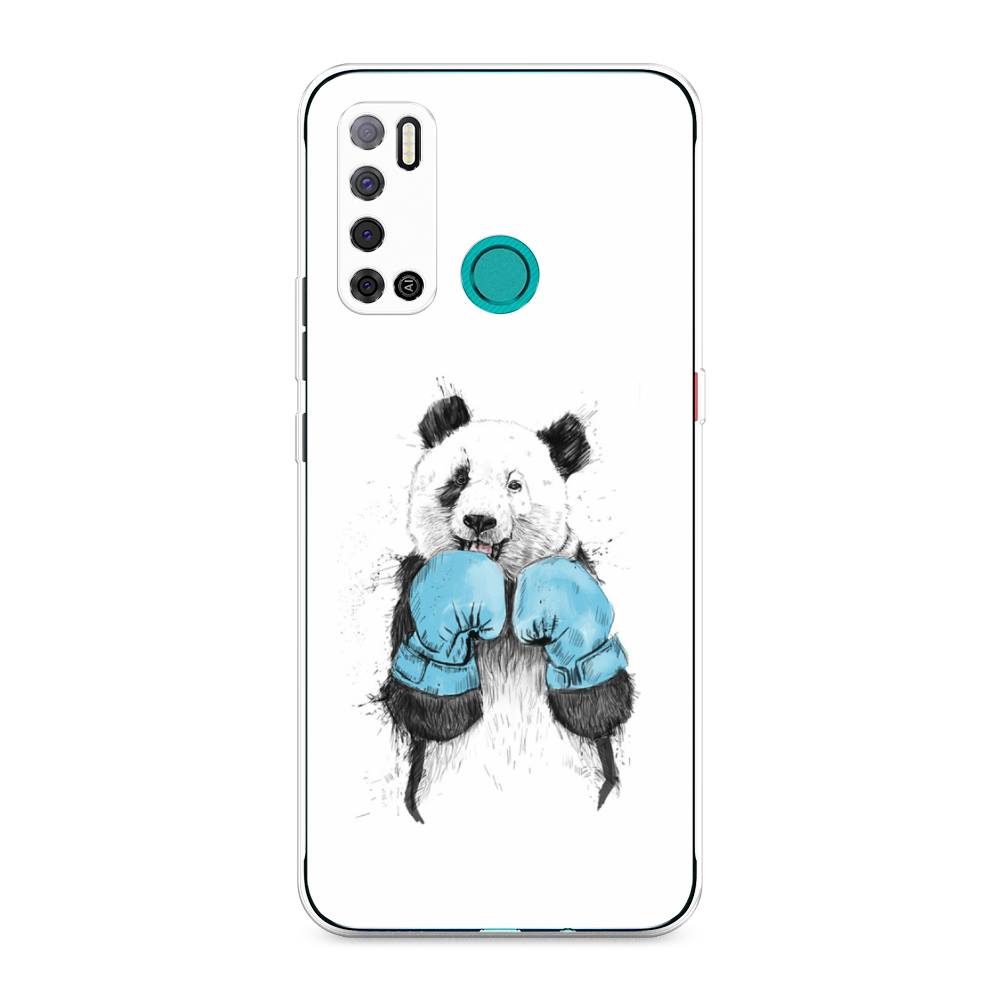 

Чехол на Tecno Pouvoir 4 "Панда боксер", Голубой;белый;серый, 300350-1