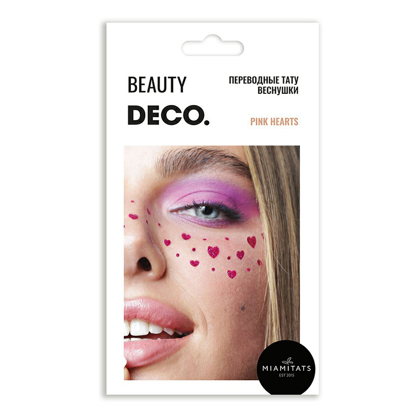 фото Набор переводных тату-веснушек deco by miami tattoos pink hearts