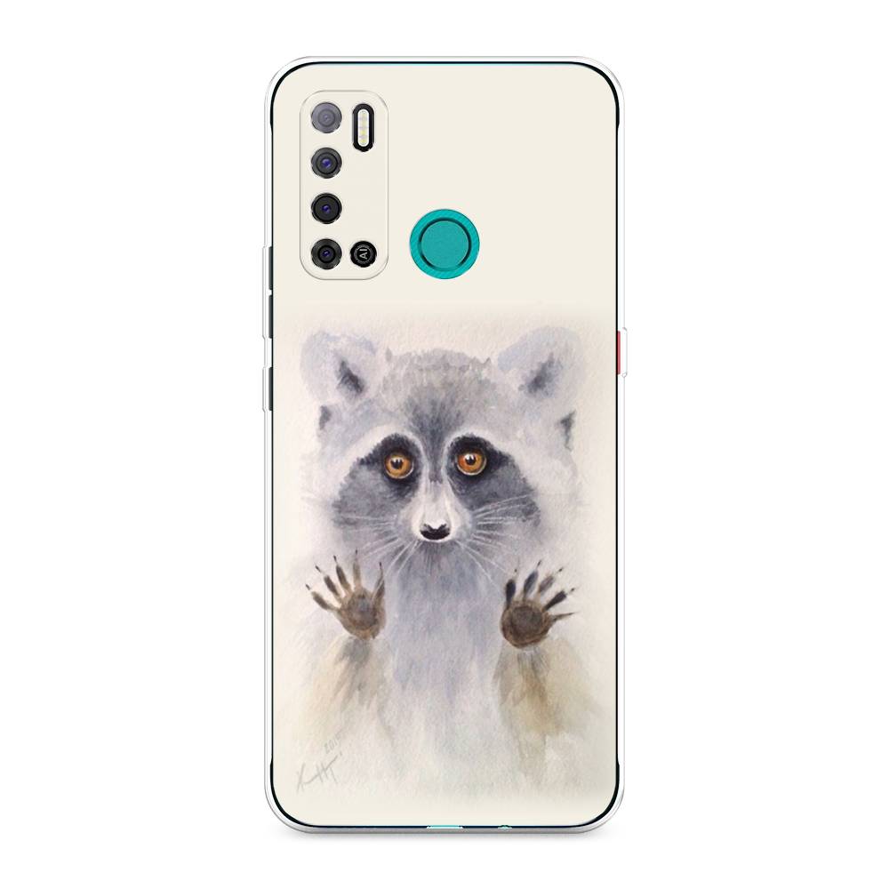 

Чехол на Tecno Pouvoir 4 "Енот за стеклом", Бежевый;серый, 300350-4