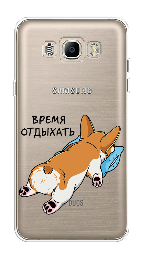 

Чехол на Samsung Galaxy J5 2016 "Корги отдыхает", Черный;коричневый;голубой, 22750-1