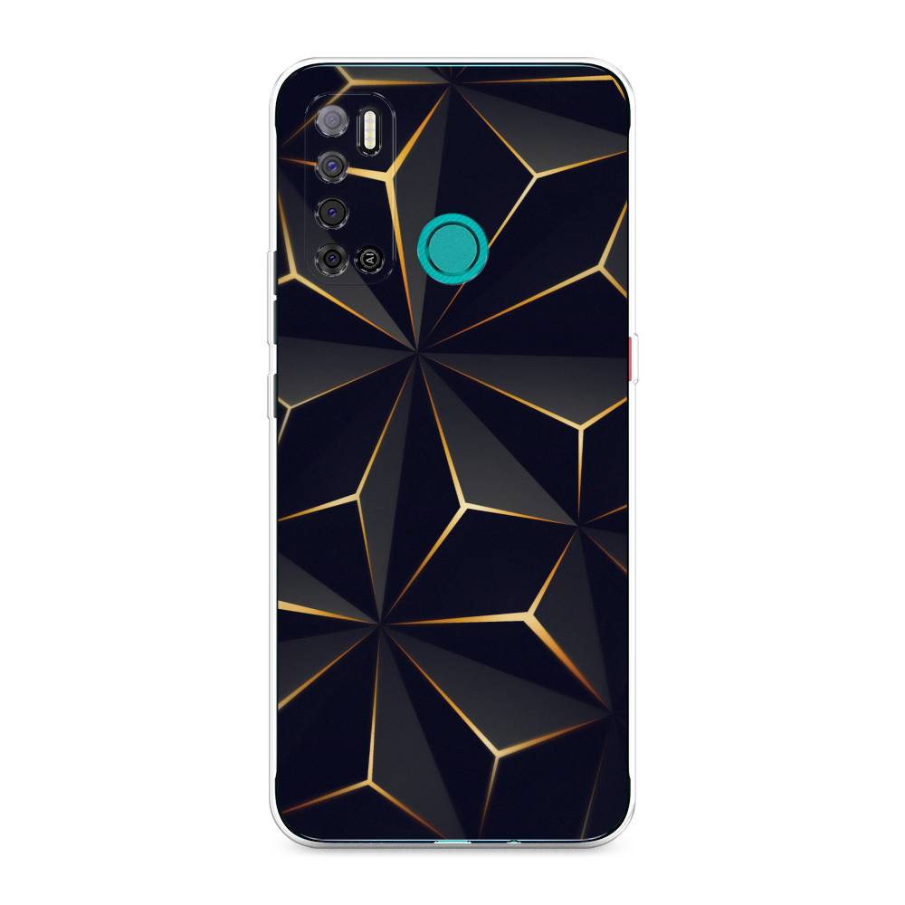 

Чехол на Tecno Pouvoir 4 "Черные полигоны", Золотистый;черный, 300350-3