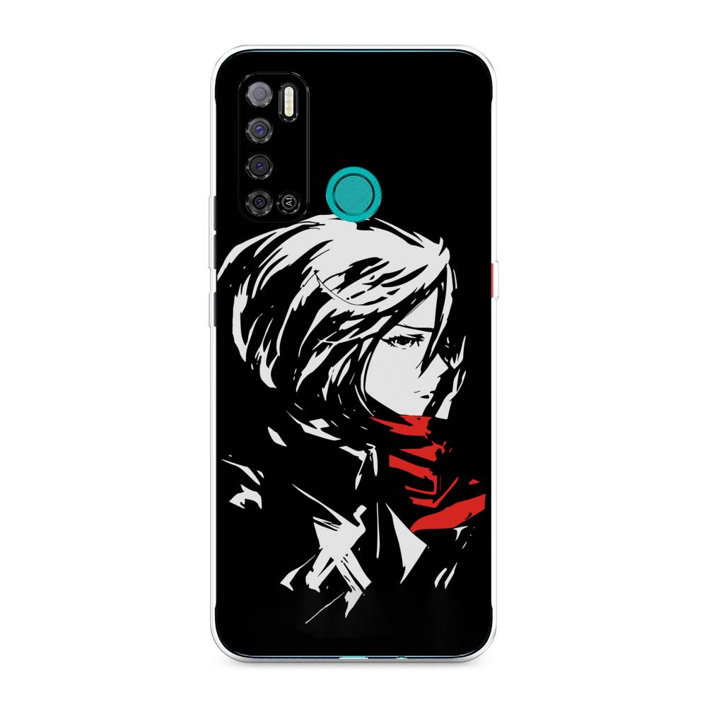 

Чехол на Tecno Pouvoir 4 "Микаса минимализм", Черный;серый;красный, 300350-4