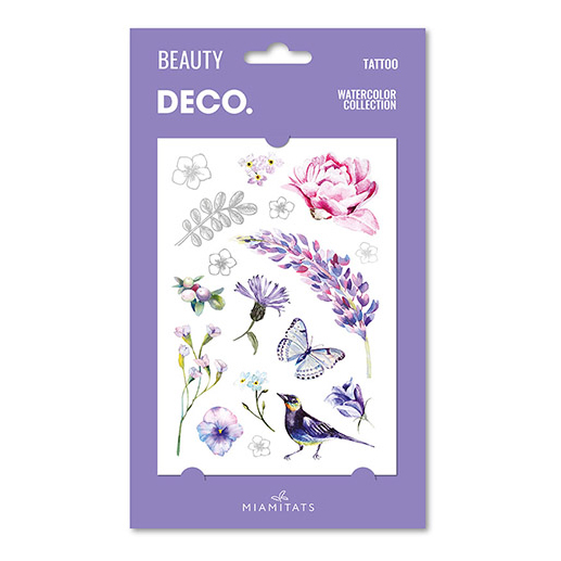 фото Переводное тату для тела deco watercolor collection by miami tattoos floral