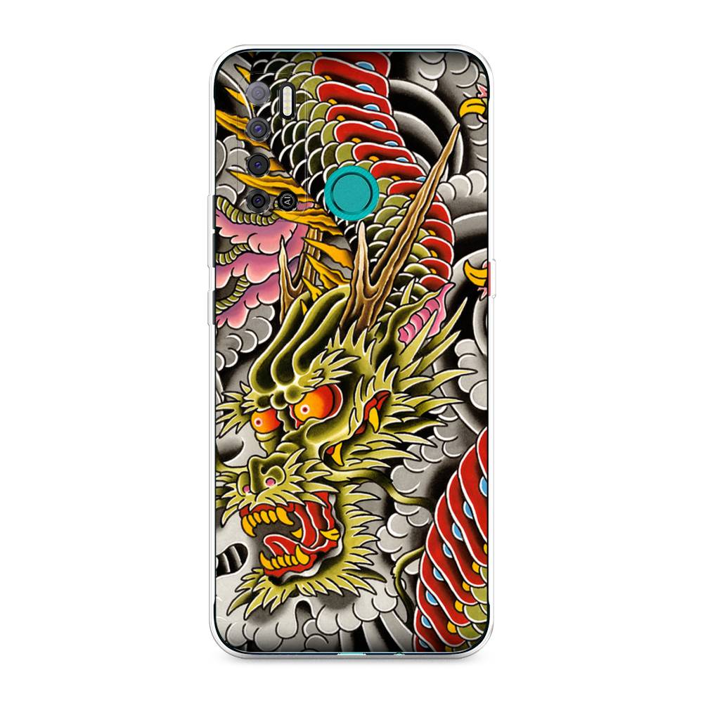 

Чехол на Tecno Pouvoir 4 "Японский дракон", Желтый;розовый;красный, 300350-4