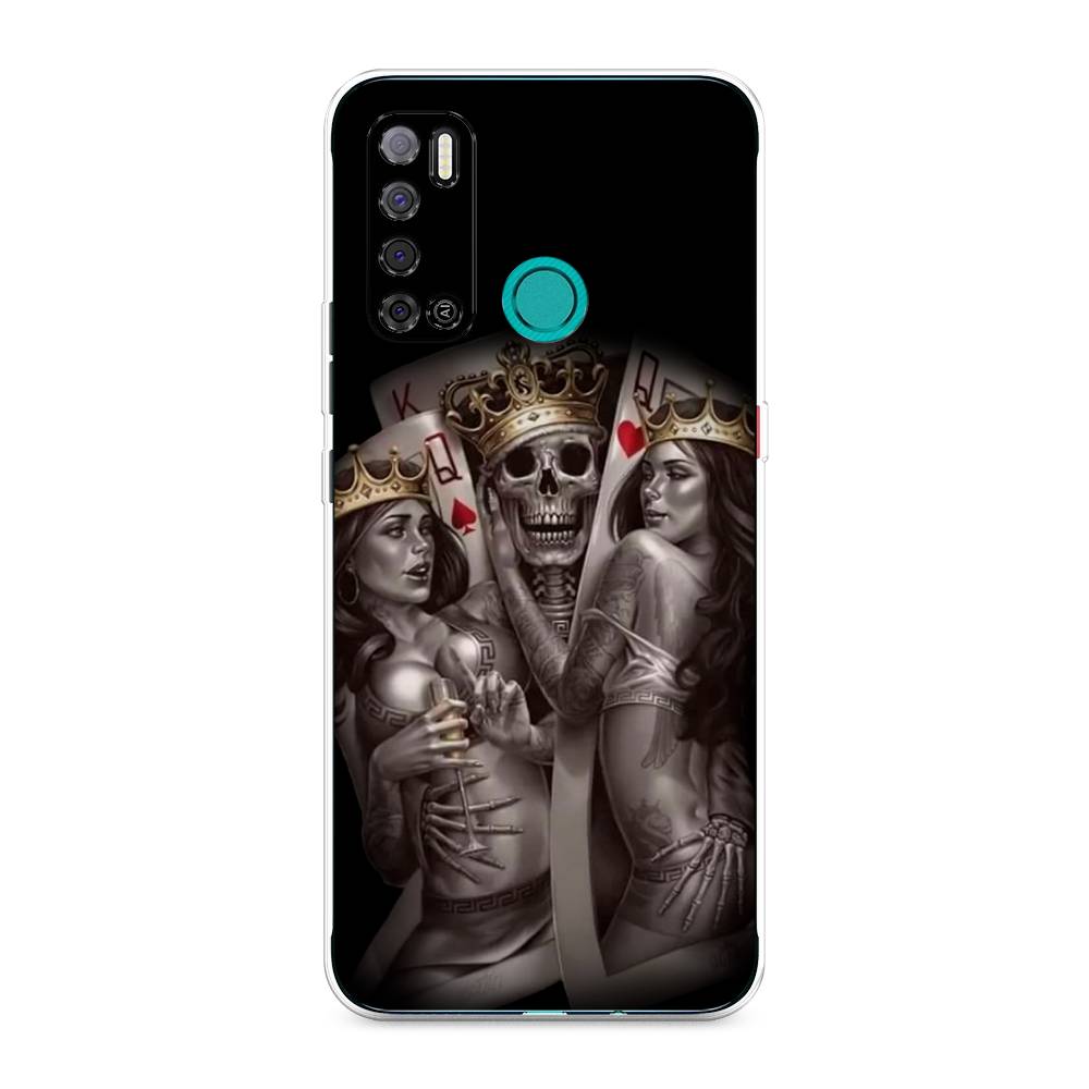

Чехол на Tecno Pouvoir 4 "Карты король и королевы", Серый;желтый, 300350-6