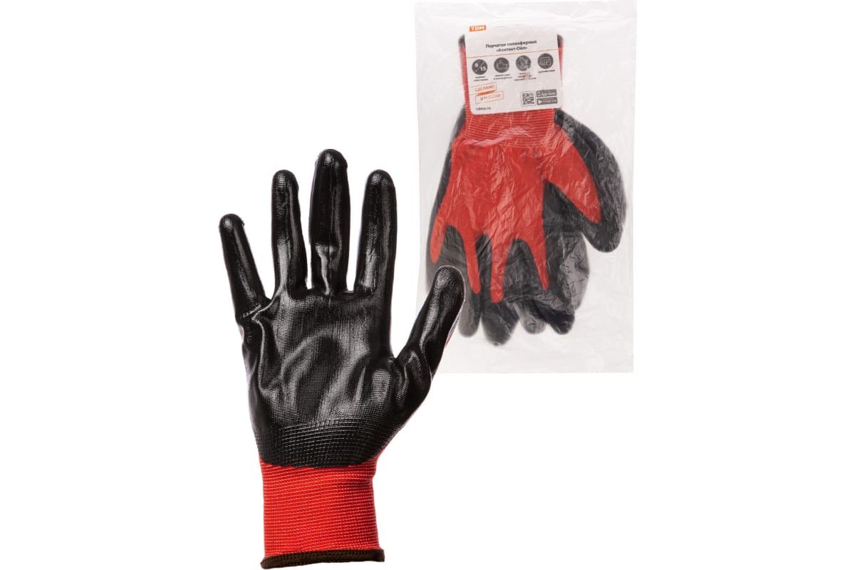 Полиэфирные перчатки TDM Контакт-Ойл, маслобензостойкое покрытие, 1 пара SQ1016-0316