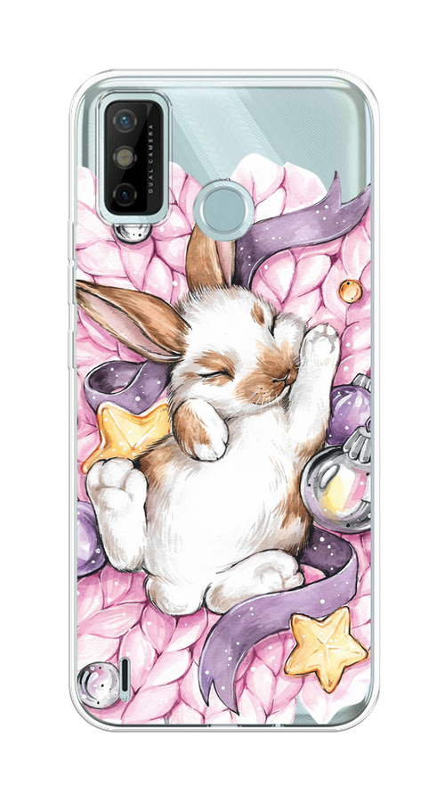 

Чехол на Tecno Spark 6 Go "Кролик спит", Розовый;белый, 300250-5