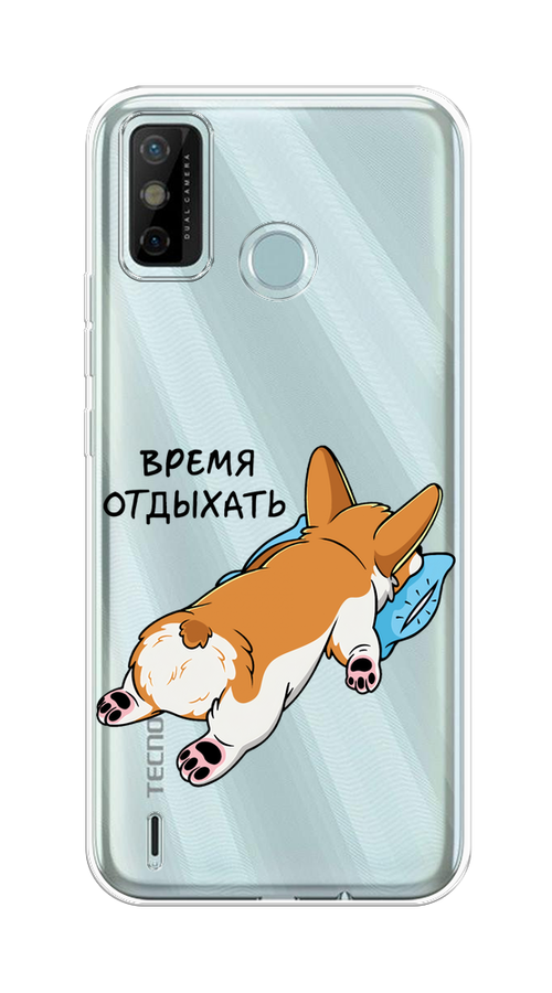 

Чехол на Tecno Spark 6 Go "Корги отдыхает", Черный;коричневый;голубой, 300250-1