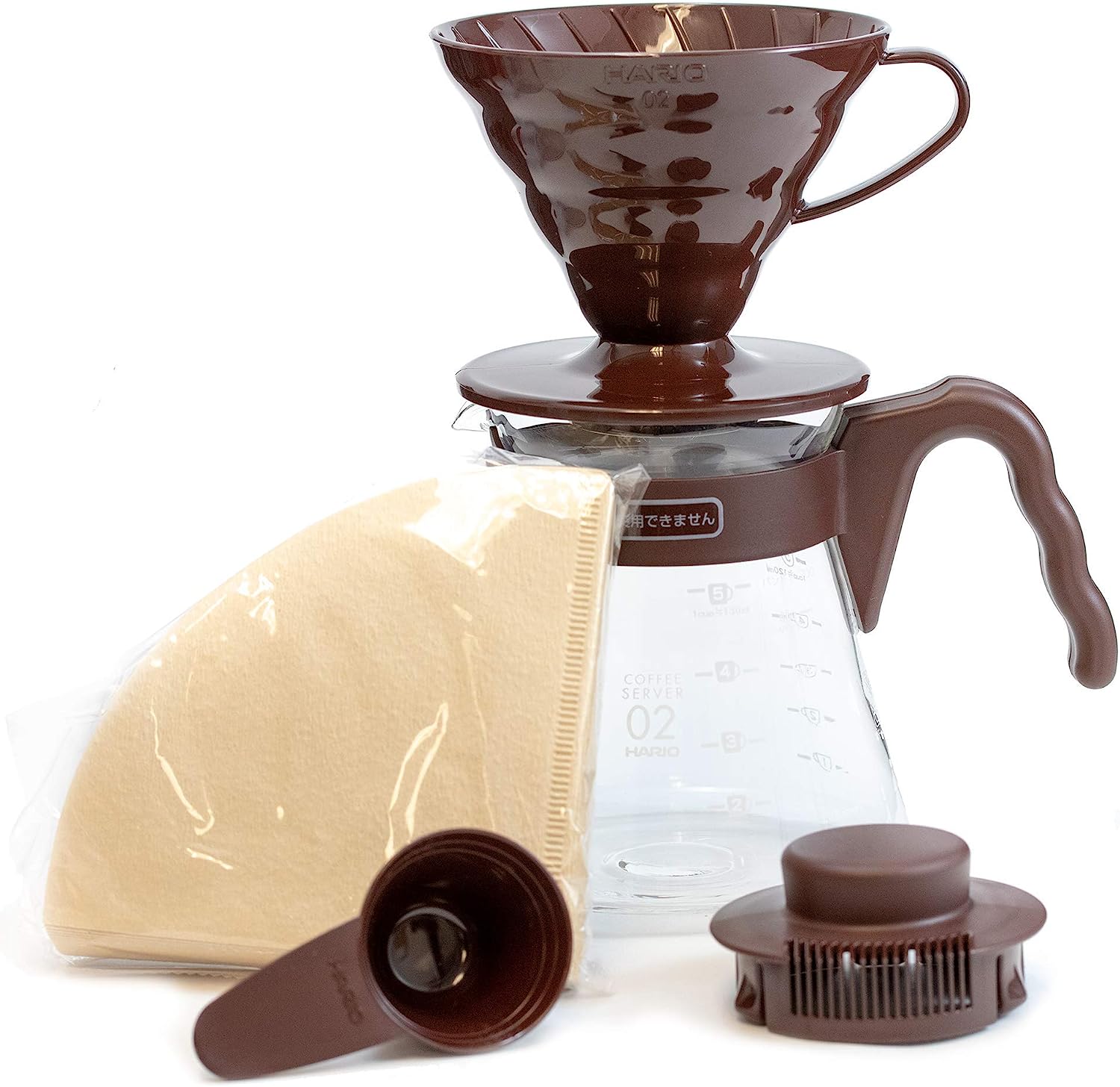 Набор для заваривания кофе Hario VCSD-02CBR V60 сервировочный чайник + воронка 02 пластик,