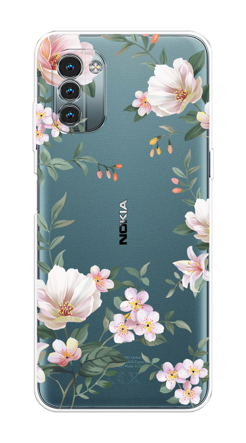 

Чехол на Nokia G11/G21 "Beautiful white flowers", Бежевый;зеленый, 125150-1