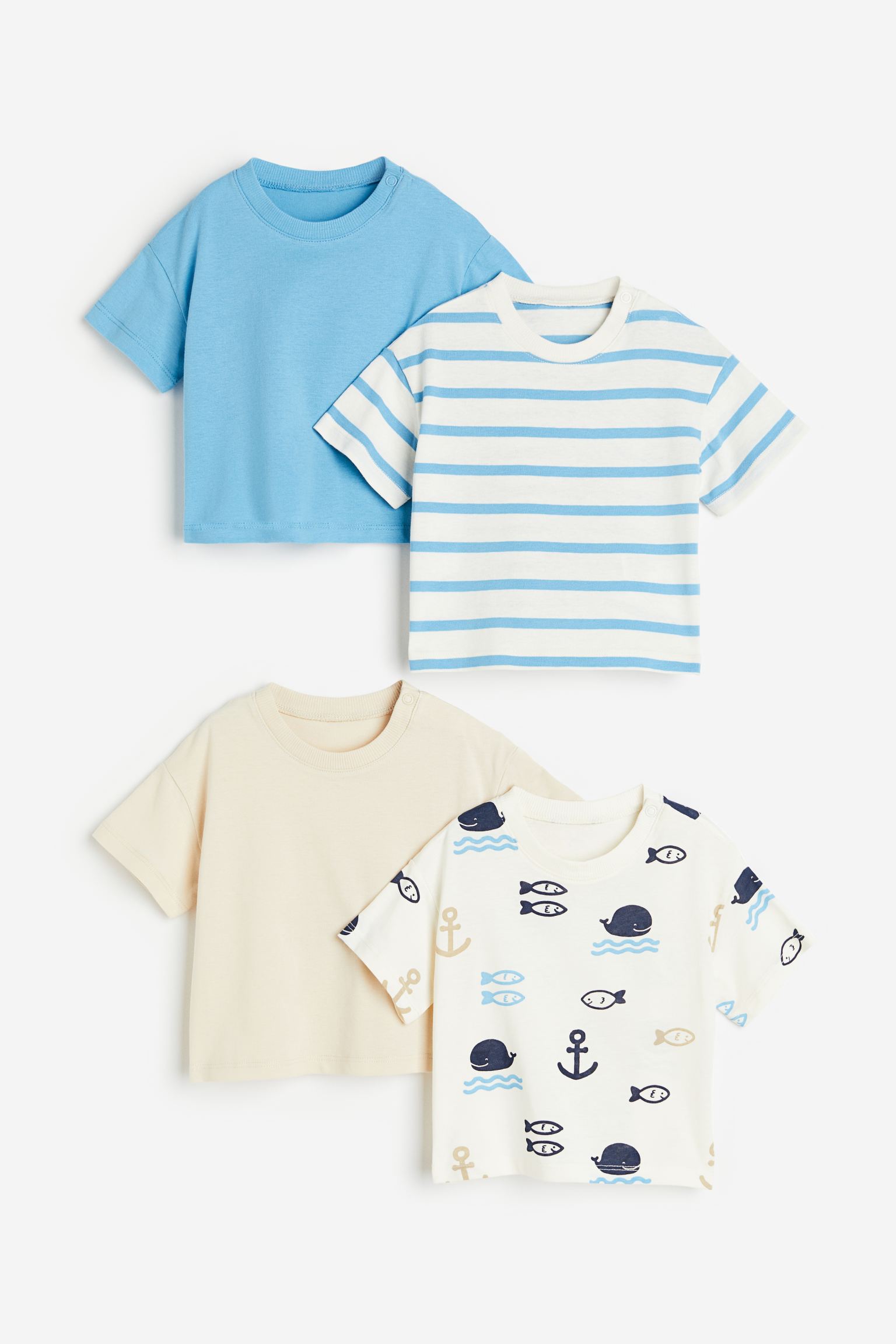 

Комплект из 4 футболок H&M 104 Белый/Рыбы (доставка из-за рубежа), Белый;голубой, 1174666