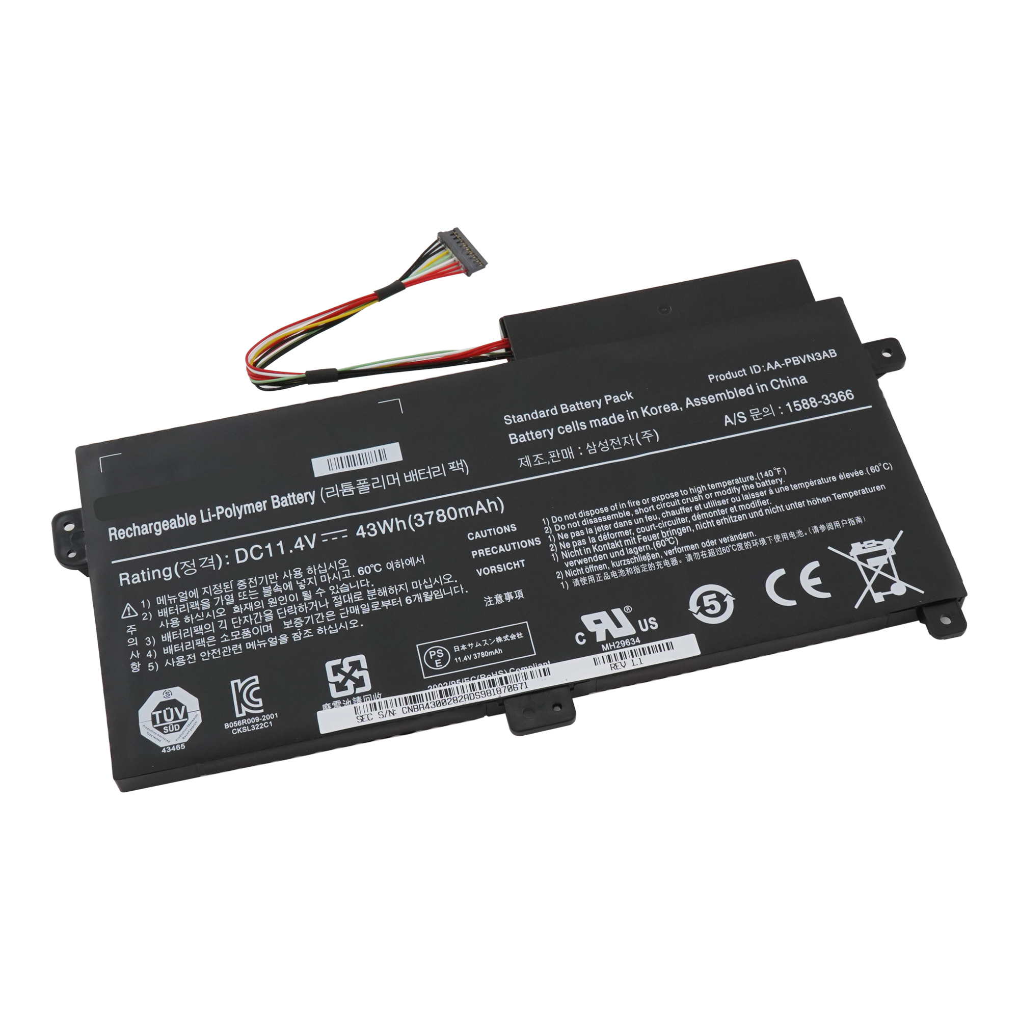 

Аккумулятор для ноутбука Azerty AA-PBVN3AB 3700 мАч 11.4В 007-1251, AA-PBVN3AB