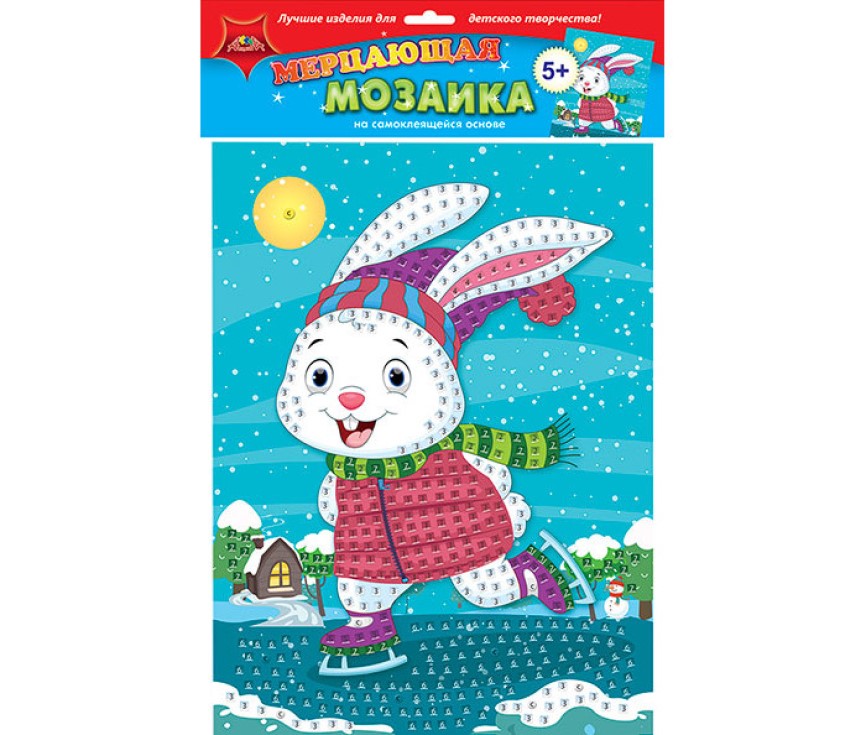 

Самокл. мерцающая мозаика Апплика из мягк. пласт. А3 Зайка на катке С1573-78