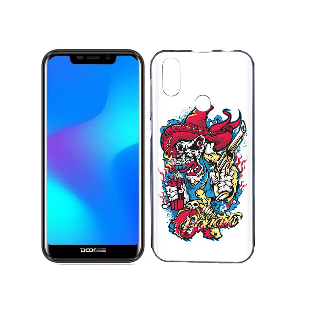 

Чехол MyPads Tocco для Doogee X70 нарисованный скелет с писталетом, Прозрачный, Tocco