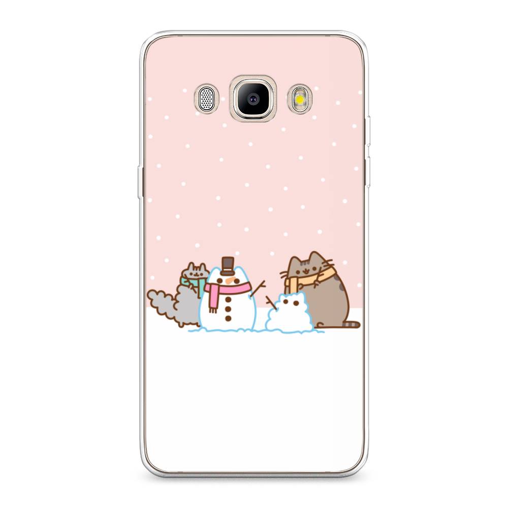 

Чехол на Samsung Galaxy J5 2016 "Котики в снегу", Розовый;белый;серый, 22750-5