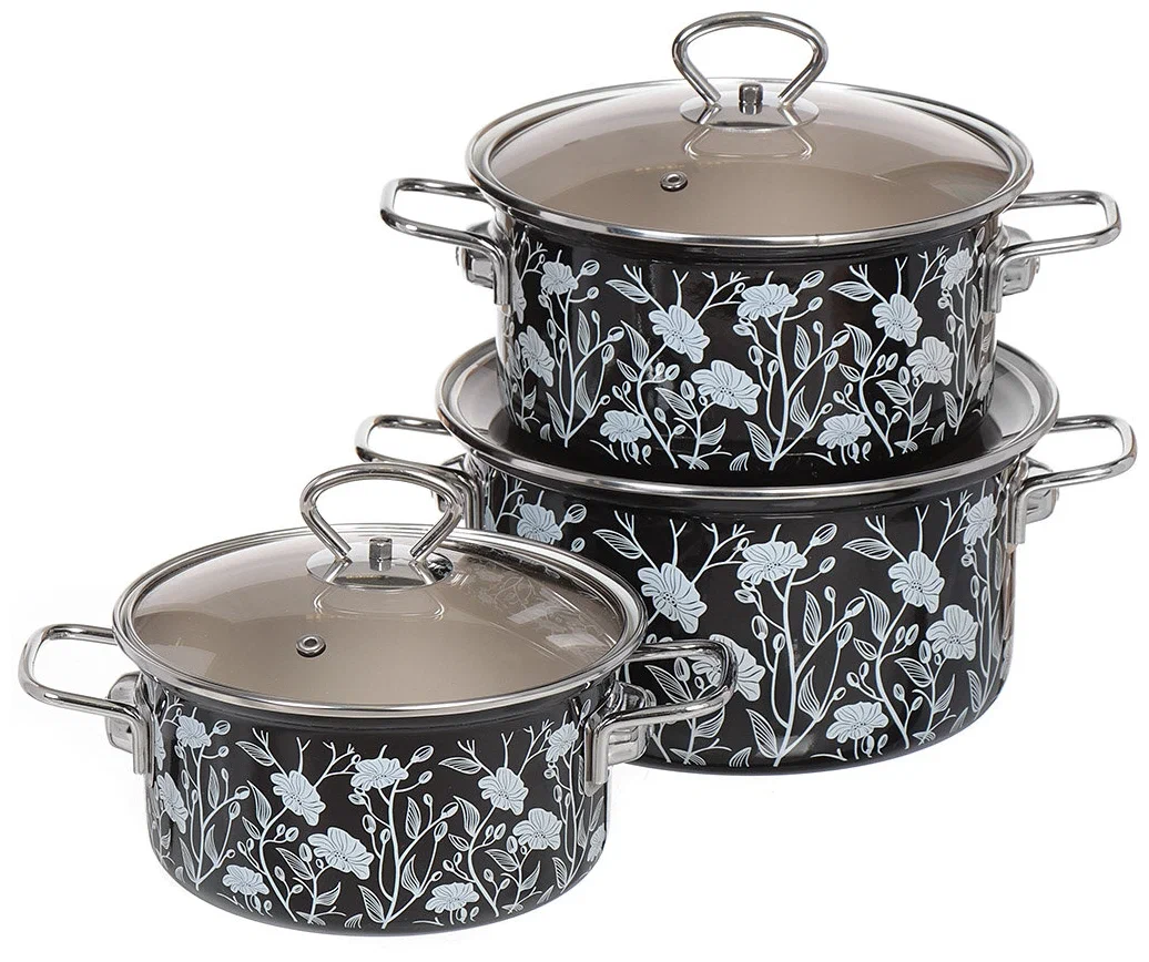 Набор кастрюль «Белый танец», 3 предмета: 1,9 л, 2,5 л, 3,7 л