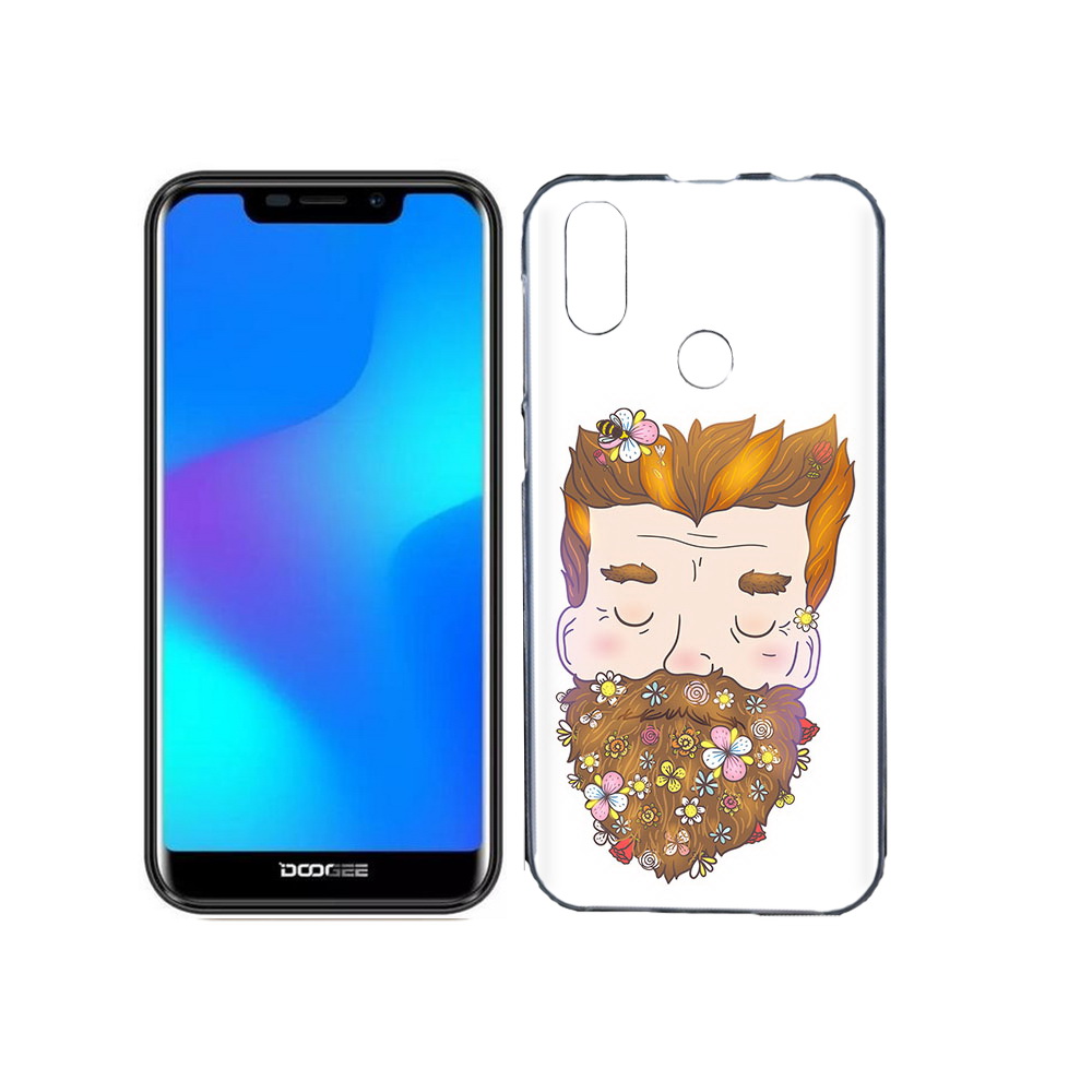 

Чехол MyPads Tocco для Doogee X70 мужчина с цветами в бороде, Прозрачный, Tocco