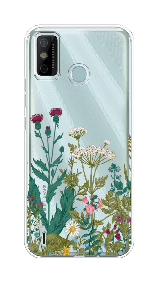 

Чехол на Tecno Spark 6 Go "Дикие полевые цветы", Зеленый;розовый;белый, 300250-2