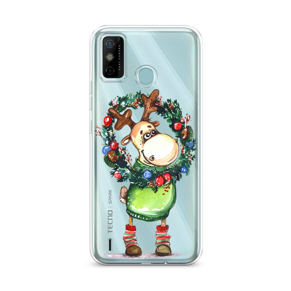 

Чехол на Tecno Spark 6 Go "Олень с новогодним венком", 300250-4