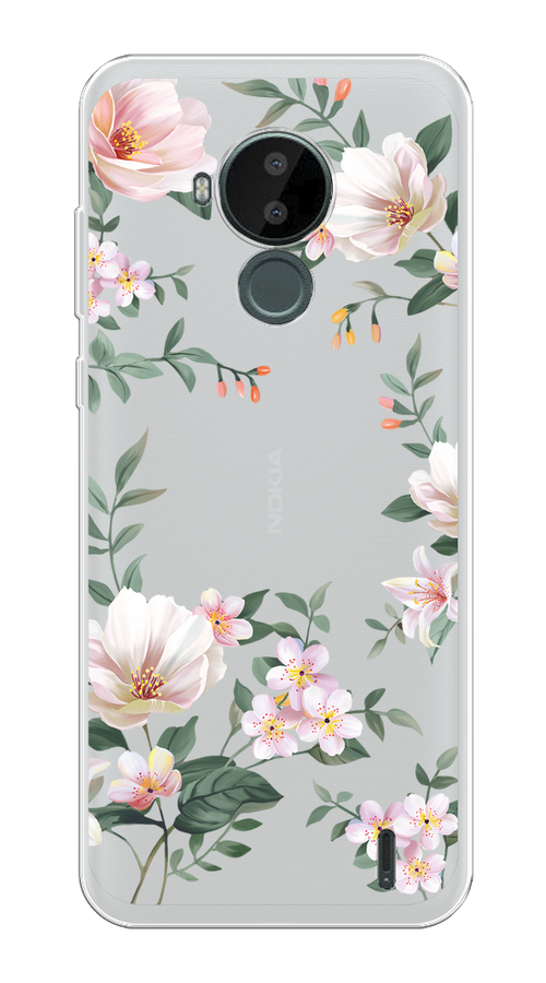 

Чехол на Nokia C30 "Beautiful white flowers", Бежевый;зеленый, 124850-1