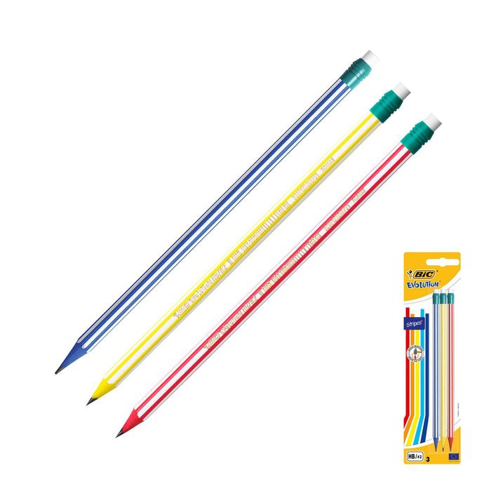 

Набор карандашей чернографитных простых BIC EvoStripes, HB, 3 шт