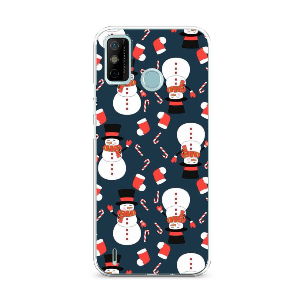 

Чехол на Tecno Spark 6 Go "Синие снеговики", Синий;белый;красный, 300250-5