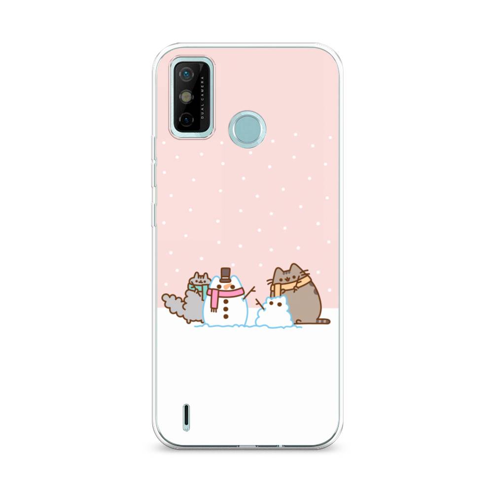 

Чехол на Tecno Spark 6 Go "Котики в снегу", Розовый;белый;серый, 300250-5