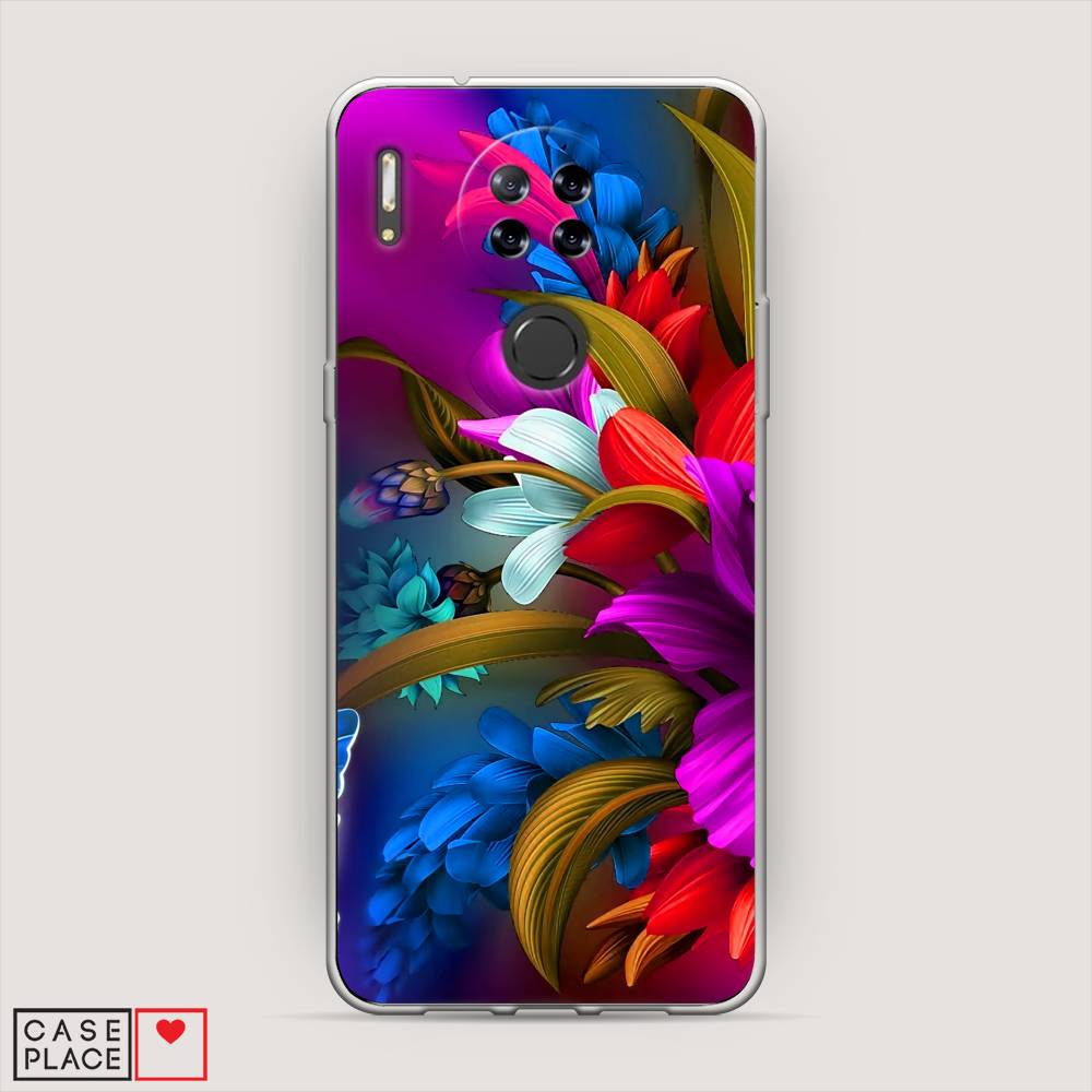 

Чехол на Blackview A80 "Фантастические цветы", Фиолетовый;красный;синий, 280150-2