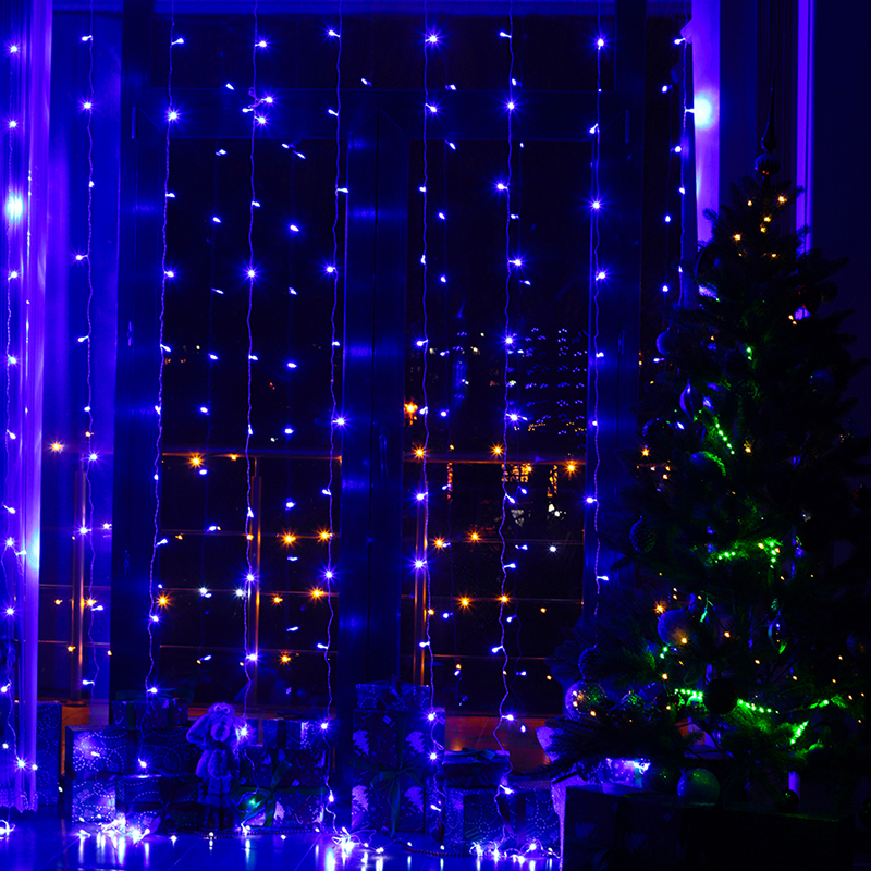 Световой занавес новогодняя светодиодная гирлянда Baziator Штора GH0015 3 х 3 м синий