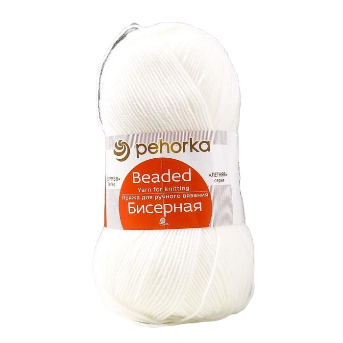 

Пряжа Бисерная 100% акрил 450м/100гр (01- Белый)