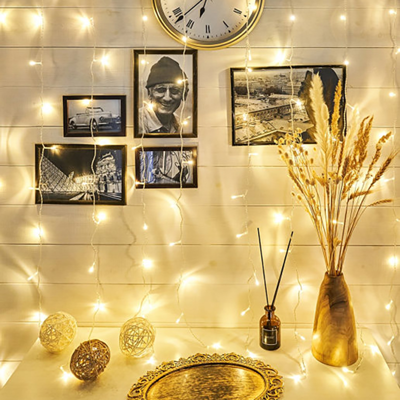 фото Световой занавес новогодняя светодиодная гирлянда baziator штора gh0015 1,5х1,5 м желтый